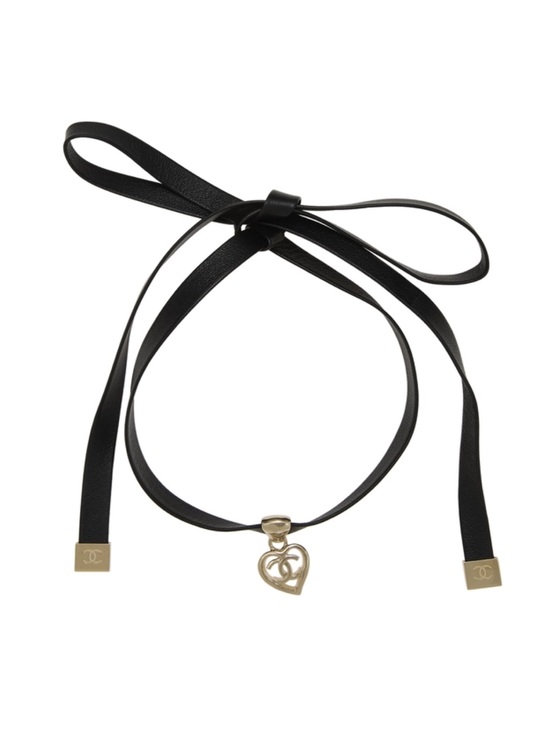 CHANEL Jewelry - Chanel Leather CC Heart Pendant Choker Nana